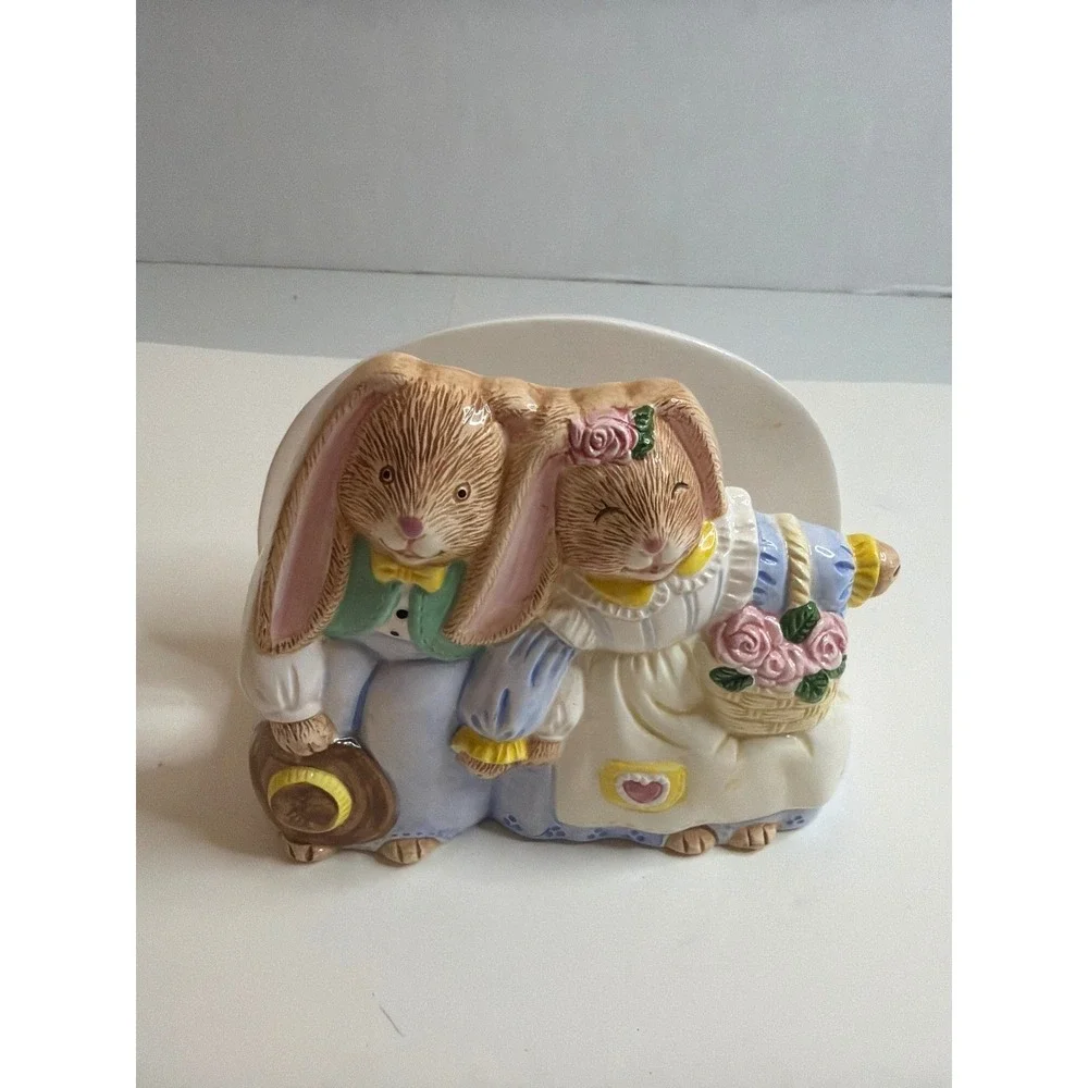 The‎ Cooks Bazaar Stephanie Ceramic Bunny Napkin Holder Easter Spring Decor